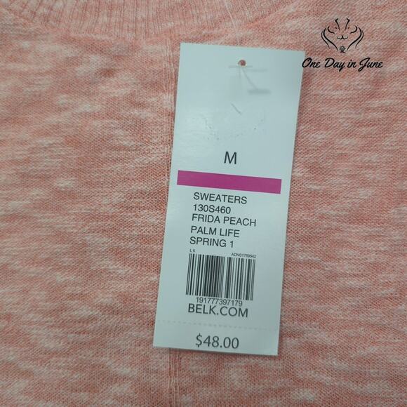 New Directions Palm Life Long Sleeve Sweater Size M - Picture 2 of 5